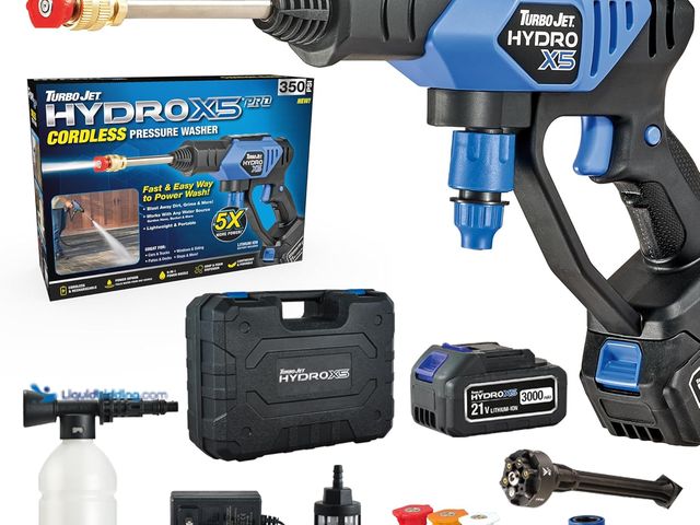 Lot 49-5445919 - Ontel Turbo Jet HydroX5 Pro Portable Cordless Pressure Washer (21V 3000mAh Battery), 6-in-1 Nozzle, ...