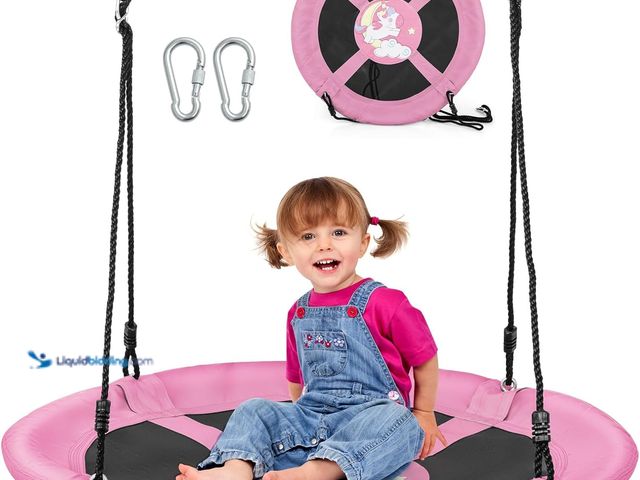 Lot 49-5488006 - Costzon 40” Saucer Tree Swing for Kids, Flying Saucer Swing with 2 Carabiners, Adjustable Ropes, Wat...