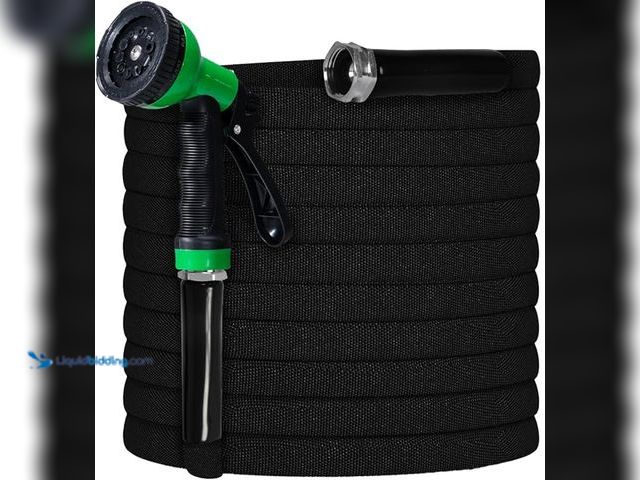 Lot 49-3466117 - DTRK 100FT Premium Garden Hose with 10-Pattern Spray Nozzle - Heavy Duty PVC with Fabric Cover, 3/4"...
