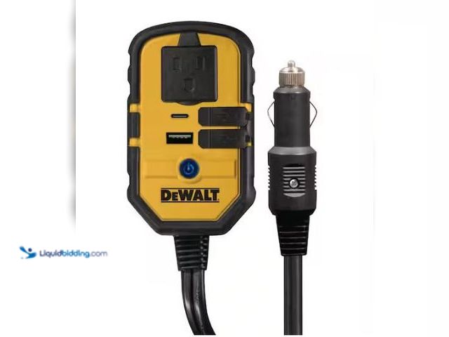 Lot 49-3473071 - DEWALT 140-Watt Portable Car Power Inverter with Dual USB Ports, Model # DXAEPI140, Slightly used, U...