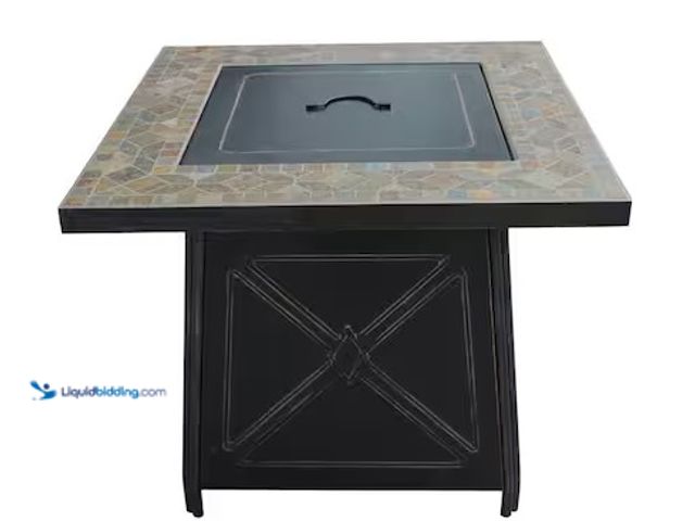 Lot 49-3637836 - Hampton Bay Crossridge 50K BTU Steel Propane Outdoor Fire Pit Table with Lava Rocks and Screen, Mode...