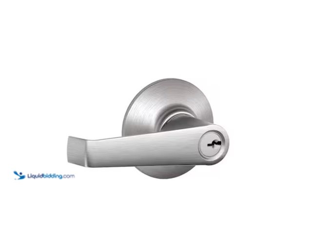 Lot 49-1571592 - Lot of (6) Schlage Elan Satin Chrome Light Commercial Keyed Entry Door handle with 2 keys, Model # F...