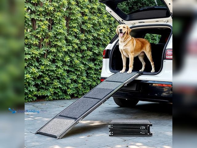 Lot 49-3466113 - Dog Ramp for Car, 63" Folding Pet Ramp for Large Dogs up to 200 lb, 17" Wide Car Ramp for Dog, Porta...