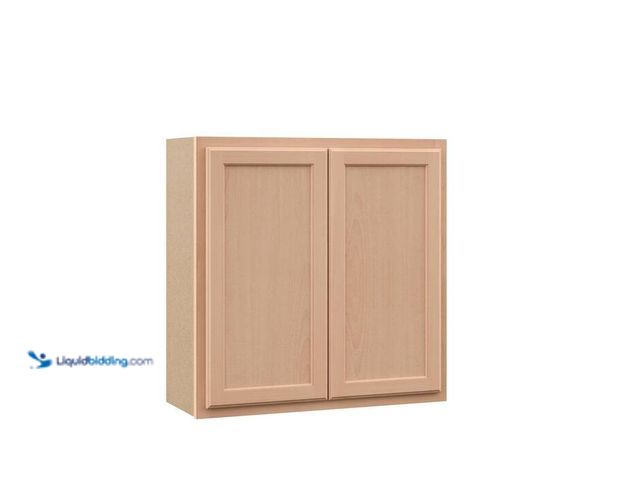 Lot 49-2024901 - Hampton Bay Recessed Panel 30 in. W x 12 in. D x 30 in. H Assembled Wall Kitchen Cabinet in Unfinish...