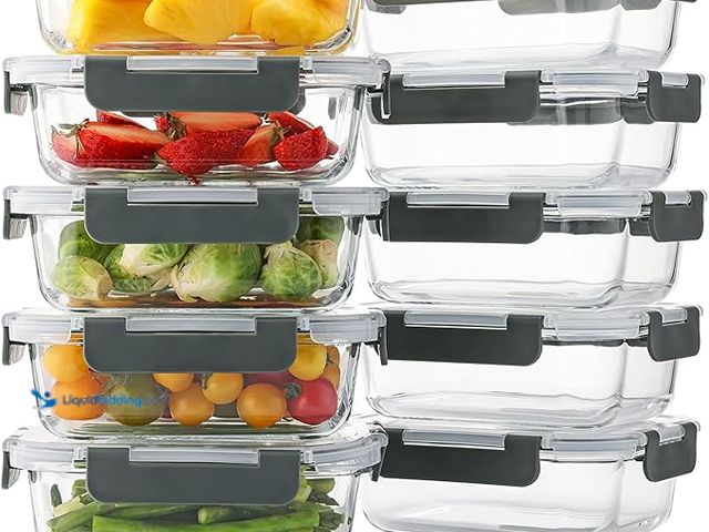 Lot 49-3480504 - Cuiselect 10 Pack 22 Oz Glass Meal Prep Containers with Lids, Reusable Glass Food Storage Containers...