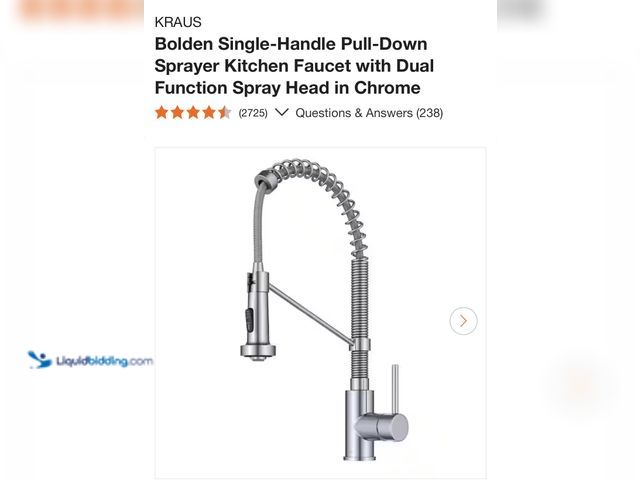 Lot 49-1830864 - Kraus, Bolden
 Commercial Style Pull Down Kitchen Faucet. Chrome 
Model No. KPF –1610CH