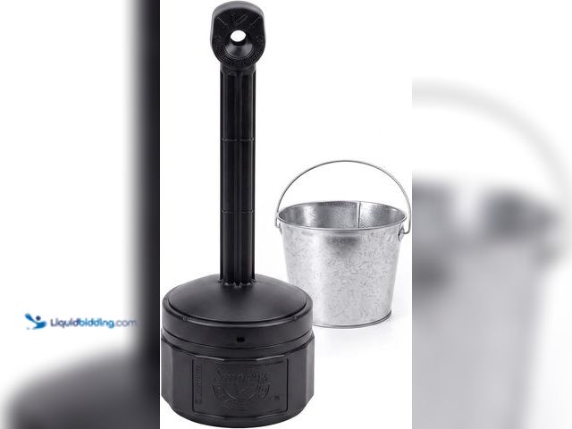 Lot 49-5553227 - Justrite, Personal Smoker’s Cease-Fire Outdoor Ashtray, Polyethylene Standing Ashtray 1 Gallon, Blac...
