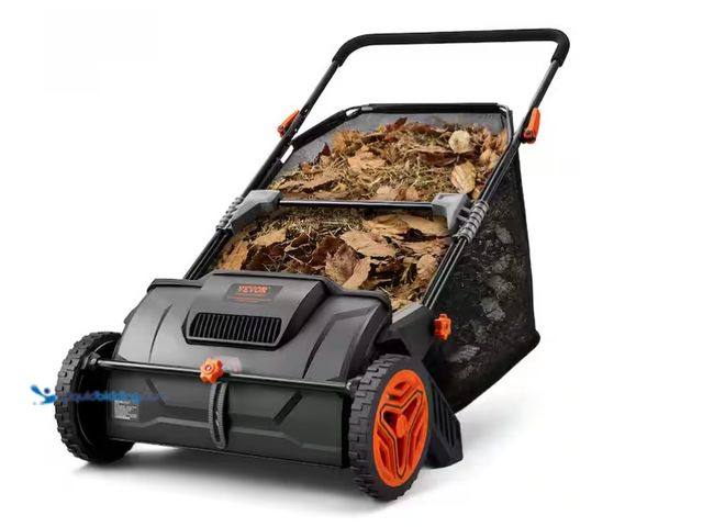 Lot 49-3608860 - VEVOR 21 in. Lawn Sweeper Tow Behind, 3.5 Cu. Ft. 25 in. Leaf & Grass Collector Wheels & Heavy Duty ...