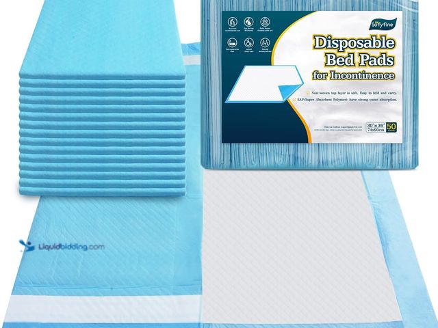 Lot 49-5408610 - 100 Count Bed Pads 30"x36" (No Adhesive Strip) Thicken Adults Incontinence Underpads Disposable, Hea...
