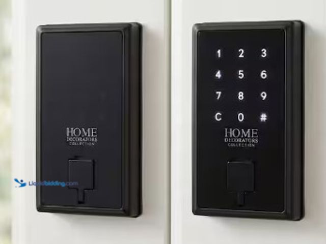 Lot 49-3615689 - Home Decorators Collection Touchscreen Matte Black Electronic Single Cylinder Deadbolt Wi-Fi Enabled...
