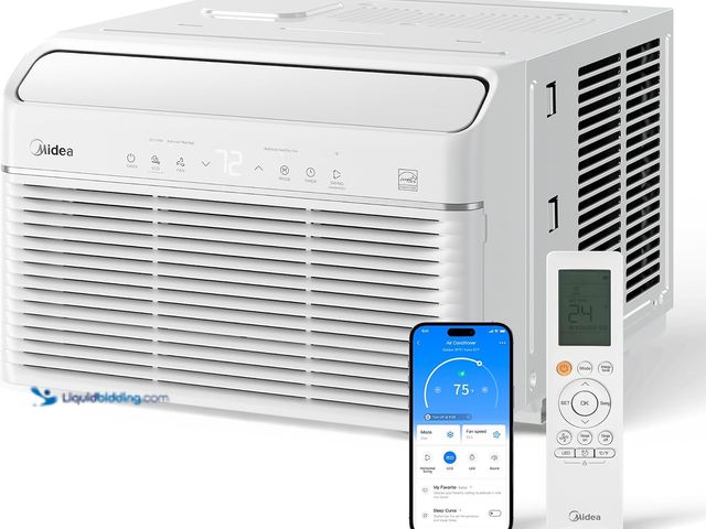 Lot 49-5553545 - Midea 12,000 BTU Smart Inverter Air Conditioner Window Unit with Heat and Dehumidifier – Cools up to...