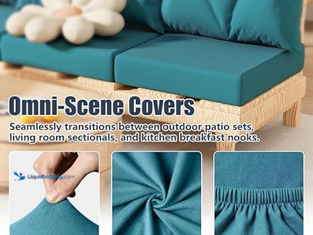Lot 49-5448536 - 8Pcs Stretch Patio Cushion Covers, Outdoor Couch & Sofa Replacement Slipcovers for Patio Furniture C...