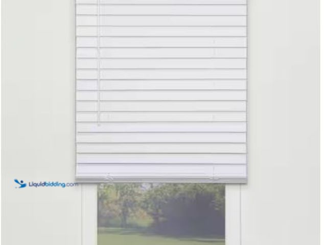 Lot 49-1517340 - Perfect Lift Window Treatment
Textured White Cordless Room Darkening Faux Wood Blinds with 2 in. Sl...
