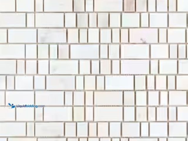 Lot 49-2020840 - Jeffrey Court Strata Sunrise White 12 in. x 12 in. Rectangle Honed Marble Wall and Floor Mosaic Tile...