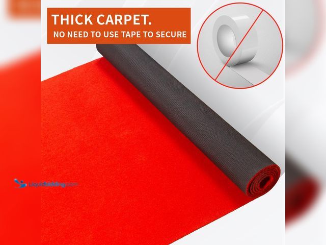 Lot 49-5544414 - Extra Thick Red Carpet Runner 3x15 ft,Non-Slip TPR Rubber Backing 450 GSM Non-Slip Waterproof Aisle ...