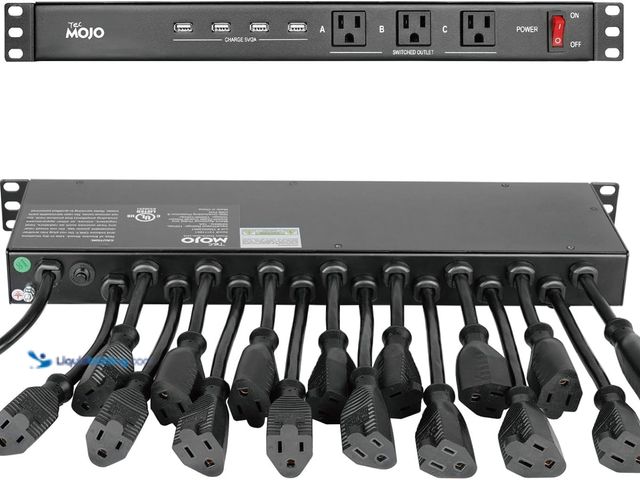 Lot 49-5544522 - Tecmojo 1U Rack Mount 19 Outlet PDU Power Distribution Unit Circuit Breaker fits 19-inch AV/Network/...