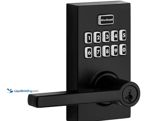Lot 49-3600216 - Kwikset Smart Code 917 Matte Black Contemporary Keypad Electronic Single-Cylinder Halifax Door Handl...