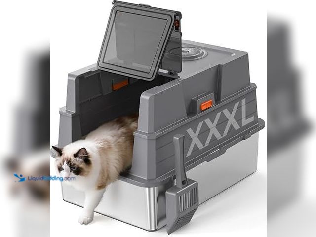 Lot 49-1625718 - XXXL Stainless Steel Litter Box with Lid,28" L x 20.5" W x 16.5" H Extra Large Cat Litter Box Enclos...
