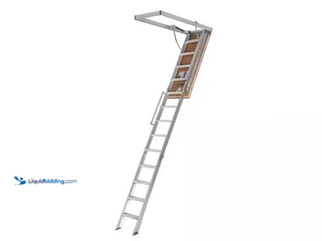 Lot 49-1625369 - Louisville Ladder Energy Efficient 10 ft.- 12 ft. 22.5 in. x 63 in. Insulated Aluminum Attic Ladder ...