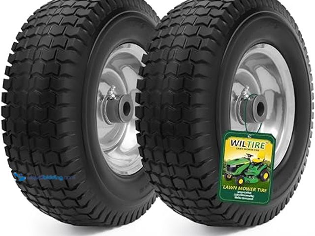 Lot 49-3430494 - Set of (2) Wiltire 13x5.00-6 Flat Free Tire and Wheel Assemblies,13 x 5 x 6 Solid Rubbe Tires and Wh...