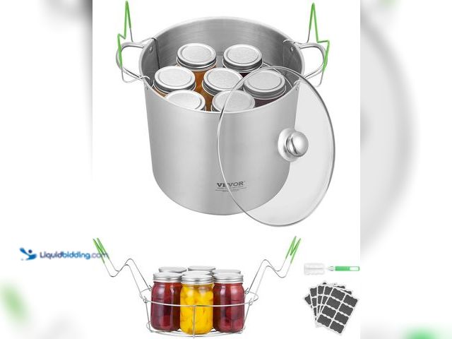 Lot 49-5553197 - VEVOR 21 QT Canning Pot with Rack and Lid, Stainless Steel Waterbath Canner with Dual Handle and Gla...