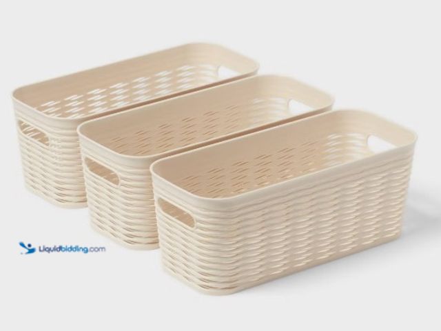 Lot 49-5542534 - 3pk Wave Half Medium Decorative Baskets Cream - Brightroom™, Unused in a PK of 9