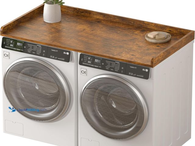 Lot 49-5481962 - Piskyet Washer Dryer Countertop,Laundry Countertop with Edge Rails,27.5" Depth x 54" Wood Countertop...