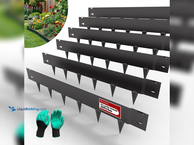 Lot 49-5554471 - 20ft. Galvanized Steel Landscape Edging (6-Pack) – 40" x 8" Metal Garden Border, Hammer-in Lawn Edgi...