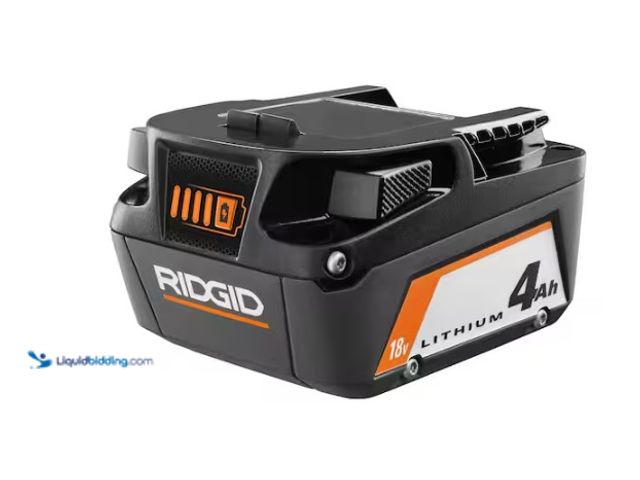 Lot 49-5574189 - RIDGID
18V Lithium-Ion 4.0 Ah Battery. Model # AC87004. Unused