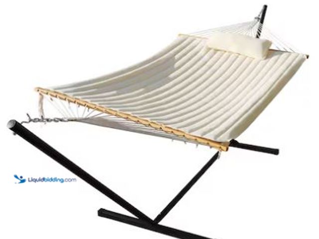 Lot 49-1625238 - VEIKOUS White Quilted Hammock, Model # PG0203-01CW-21, Slightly used, No attachments. (NOTE: Hammock...