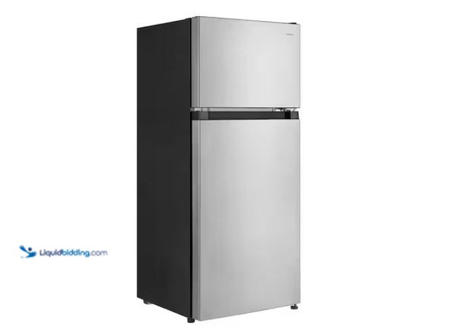 Lot 49-1550285 - Vissani 4.5 cu. ft. 2-Door Mini Refrigerator in Platinum Steel with Freezer, Model # HVDR45PS, Unuse...