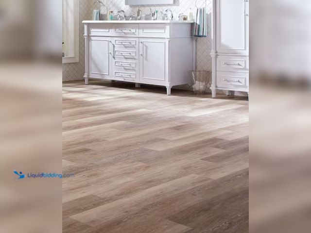 Lot 49-1567387 - Approx. 480 sq. ft. of TrafficMaster Khaki Oak 4 MIL x 6 in. W x 36 in. L Grip Strip Water Resistant...