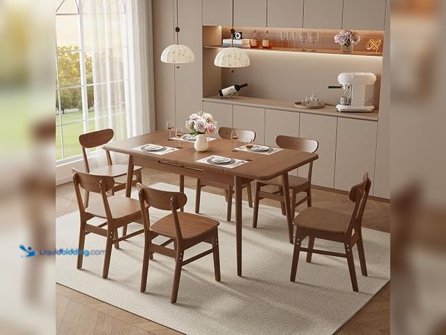 Lot 49-1632132 - Solid Wood Extendable Dining Table Only for 4-8 People with Seamless Extension (Chairs Not Included)...