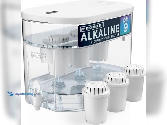 Lot 49-5449364 - Invigorated Water - Alkaline Countertop Water Filter Dispenser, Large 52-Cup Capacity, Mineralized A...