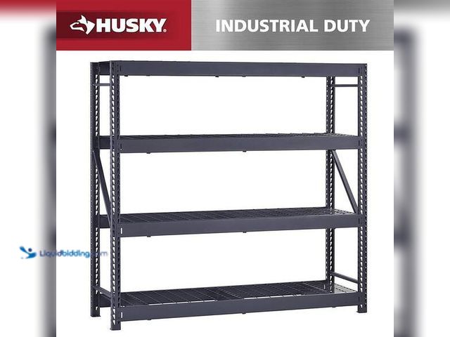 Lot 49-5542956 - Husky
4-Shelf Metal Industrial Duty Freestanding Garage Storage Shelving Unit in Black (77 in. W x ...