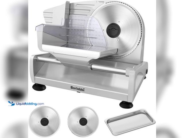 Lot 49-1574987 - Borlebbi Meat Slicer, 200W Meat Slicer Machine for Home, DC Motor Quiet Deli Slicer with 2 Removable...