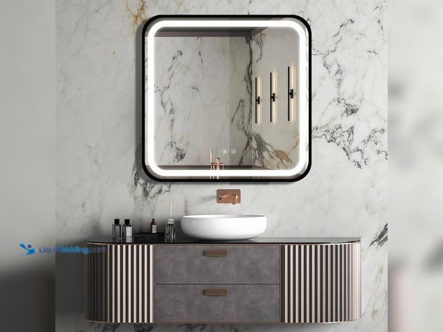Lot 49-5512554 - CATALINA 32 in. W x 32 in. H Rectangles Black Frame Wall Mounted Led Classy Bathroom Vanity Mirror i...