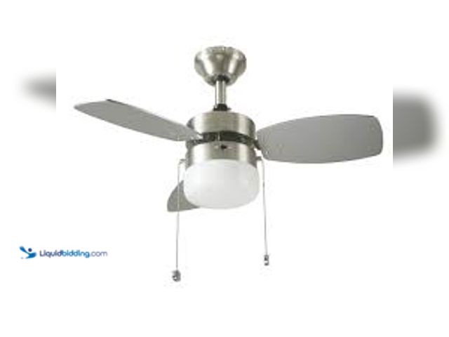 Lot 49-5448416 - Hampton Bay Triplicity 30 in. Indoor Brushed Nickel Ceiling Fan. Model # ODB30TBN-LP. Unused