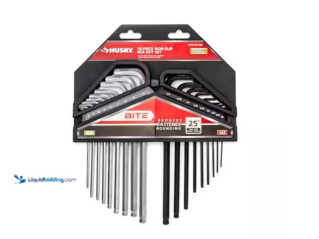 Lot 49-1575770 - Husky BITE SAE/Metric Non-Slip Hex Key Set (18-Piece), Model # HBLAHK18, Unused  Ref#AHDSB0205