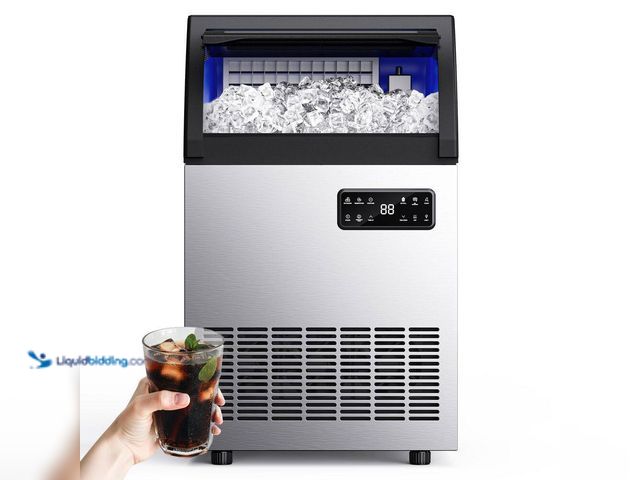 Lot 49-3564026 - 18.9 in. 200 lb./24H Full Ice Sizes Freestanding Commercial Ice Maker in Stainless Steel, Quiet oper...