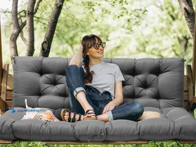 Lot 49-3431550 - Tycdiose Porch Swing Cushions with Backrest, Replacement Swing Cushions Waterproof for Outdoor Patio...