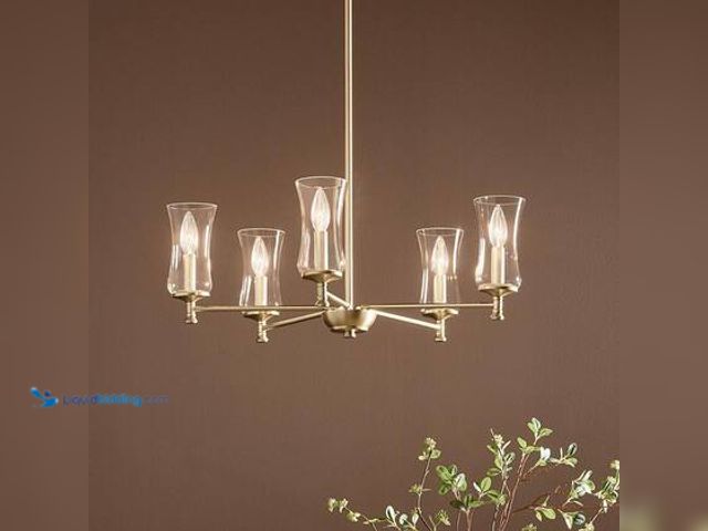 Lot 49-5572533 - KICHLER Taresa 5-Light Chandelier with Clear Glass in Champagne Bronze. Model # 82427. unused