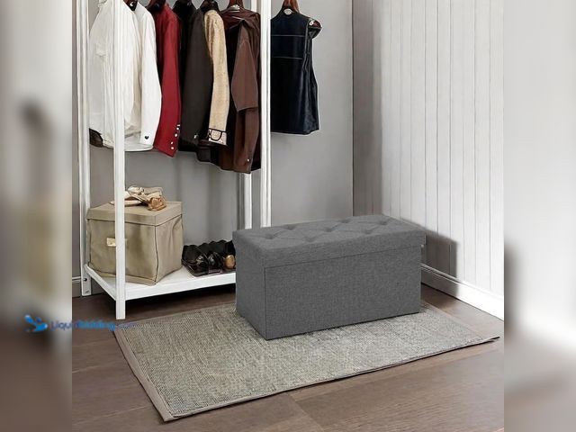 Lot 49-5458973 - GlasFlength Storage Ottoman w/Thicker Foam Padded, Rest Seat Linen Toy Storage Bench Footstool for L...