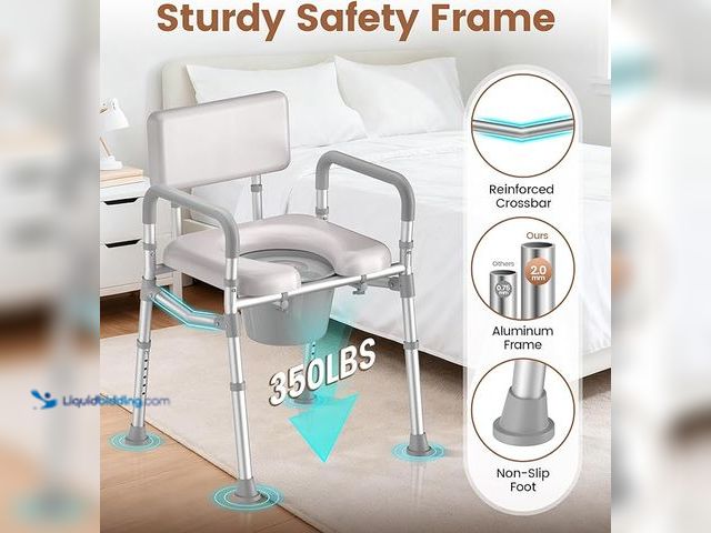 Lot 49-3600310 - SOUNDFUSE Bedside Commode Chair with Padded Seat and Backrest, Aluminum Dual-Crossbar, Height Adjust...