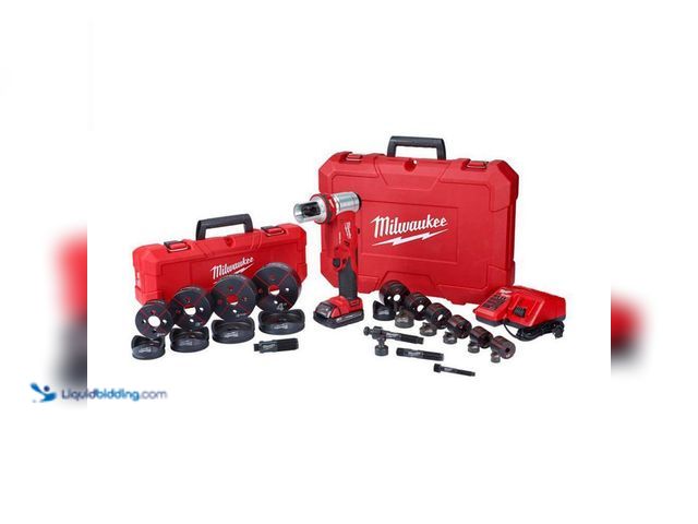 Lot 49-5411065 - M18 18V Lithium-Ion 1/2 in. to 4 in. Force Logic 6-Ton Cordless Knockout Tool Kit with Die Set, One ...