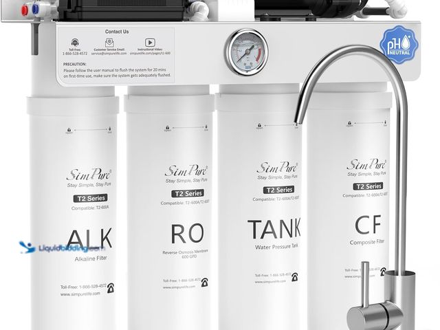 Lot 49-3522206 - SimPure T2-600A Alkaline Reverse Osmosis Water Filter System, NSF/ANSI 58 Certified, Built-in Pressu...
