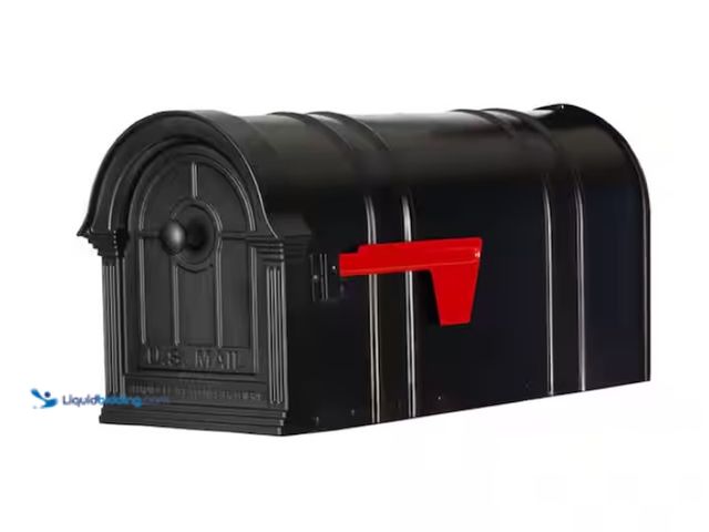 Lot 49-1570182 - Postal PRO Manchester Black Steel and Aluminum Post Mount Mailbox, Model # PP151SBL, Unused, Scuffs ...