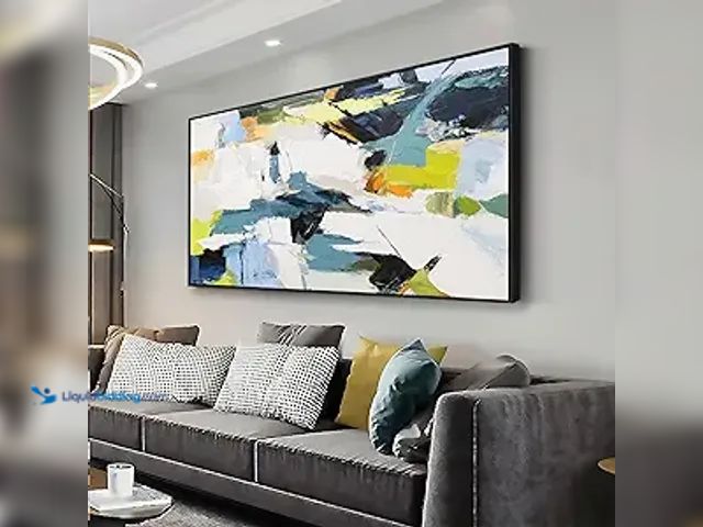 Lot 49-5407517 - Abstract Wall Art Teal Graffiti Canvas Wall Art Framed Artwork Living Room Decorations Abstract Wate...