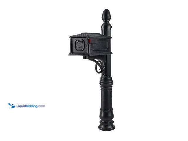 Lot 49-2004245 - Architectural Mailboxes Stratford Black, Medium, Plastic, All-In-One Mailbox and Post Combo, Model #...