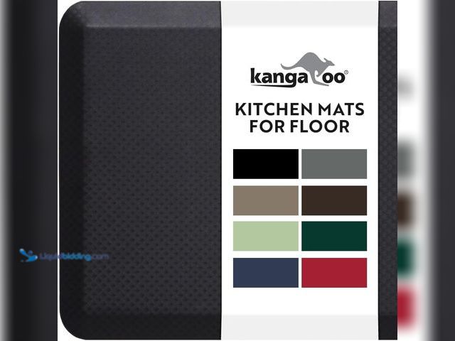 Lot 49-5572359 - KANGAROO 3/4 Inch Cushioned Anti Fatigue Kitchen Mat for Floor, Black. Model: 019962470158. Unused